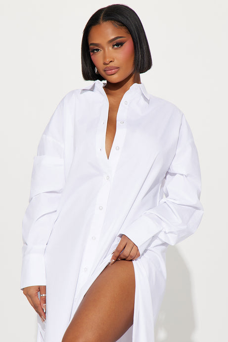 Eleanor Oversized Shirt Maxi Dress - White