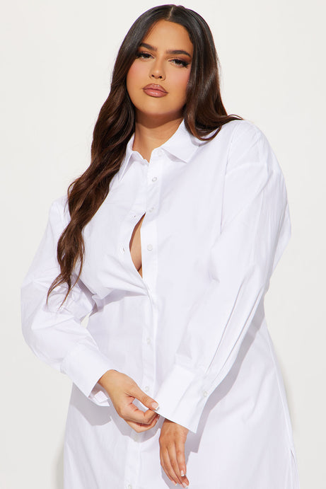 Eleanor Oversized Shirt Maxi Dress - White